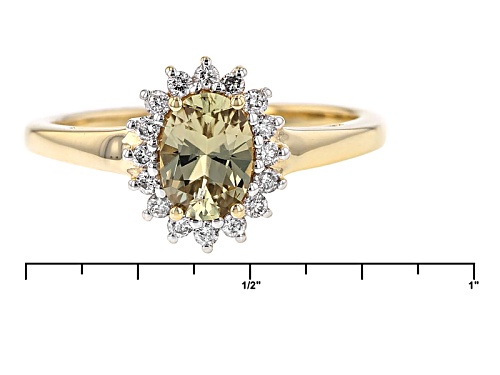 .65ct Oval Color Change Diaspore And .16ctw Round White Diamonds 14k Yellow Gold Ring - Size 12