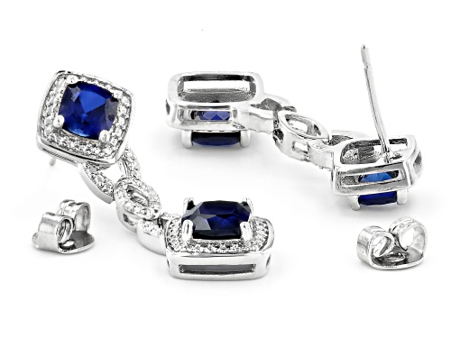 18.41ctw Lab Sapphire & Diamond Rhodium Over Brass Necklace, Bracelet, Ring & Earring Jewelry Set