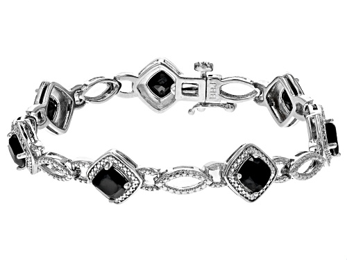 17.53ctw Black Spinel And Diamond Rhodium Over Brass Necklace, Bracelet, Ring And Earring Set