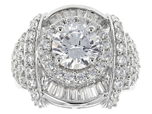 Bella Luce ® 7.54ctw Diamond Simulant Round & Baguette Rhodium Over Silver Ring (4.26ctw Dew) - Size 5