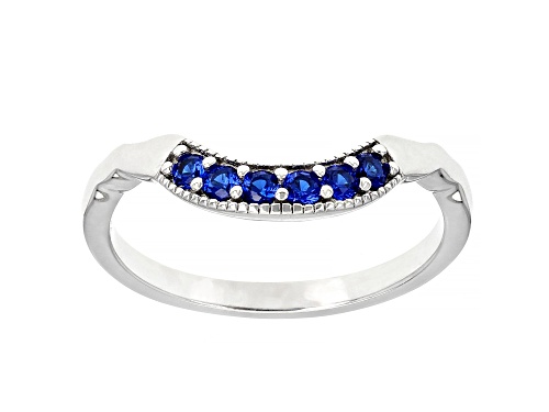 4.03ctw Lab Created Blue Spinel With 0.36ctw White Zircon Rhodium Over Sterling Silver Ring Set - Size 8
