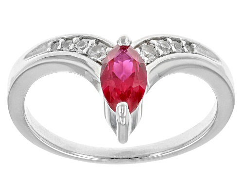 .48ct Lab Emerald, .55ct Lab ruby, .84ctw Lab Blue & Lab White Sapphire Rhodium Over Silver Ring Set - Size 7