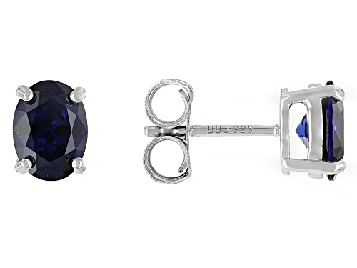 12.10ctw Lab Pink Sapphire, Lab White Sapphire, Lab Blue Sapphire Rhodium Over Silver Earrings Set