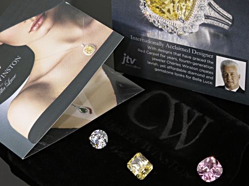 Charles Winston For Bella Luce ® 14.72ctw  Rhodium Over Sterling Silver Ring With Band - Size 12