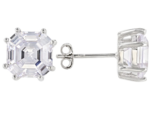 Bella Luce® 12.56ctw Asscher Cut Rhodium Over Sterling Silver Earrings, Ring, And Pendant With Chain