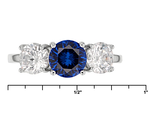 Bella Luce®14.80ctw Lab Blue Spinel &White Diamond Simulant Rhodium Over Sterling Ring And Earrings