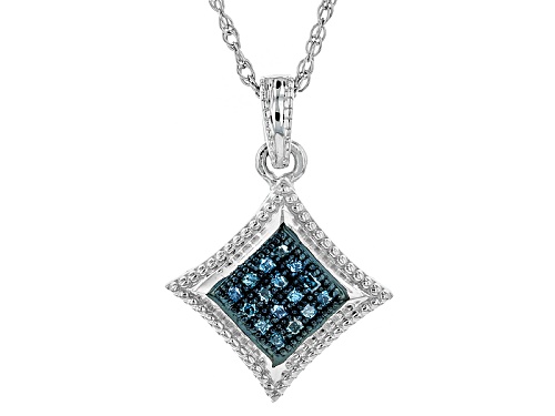 .40ctw Round Blue Diamond Rhodium Over Sterling Silver Jewelry Set