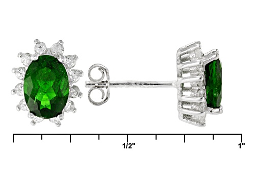 5.41ctw Chrome Diopside And White Zircon Rhodium Over Silver Ring, Earrings And Pendant W/Chain Set