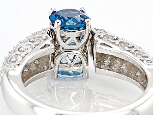 1.80ctw London & Sky Blue Topaz With .64ctw Zircon Rhodium Over Sterling Silver Reversible Ring - Size 7