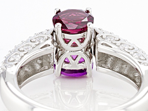 1.66ctw Amethyst & Rhodolite With 0.64ctw White Zircon Rhodium Over Sterling Silver Reversible Ring - Size 7