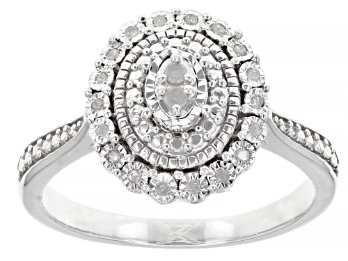 0.25ctw Round White Diamond Rhodium Over Sterling Silver Pendant, Earring And Ring Jewelry Set