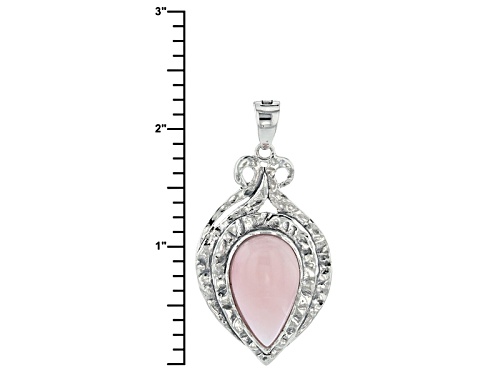 24x14mm Pear Shape Peruvian Pink Opal Sterling Silver Solitaire  Enhancer With Chain