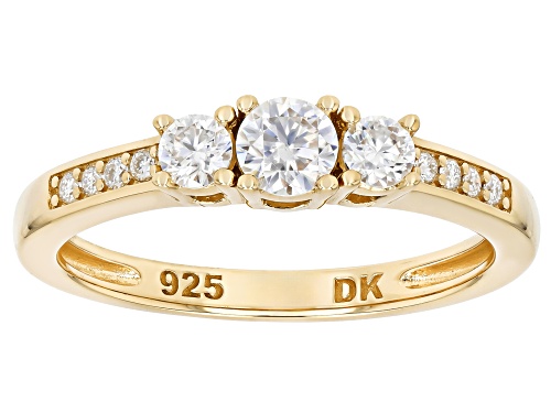 MOISSANITE FIRE® 1.53CTW DEW PLATINEVE® AND 14K YELLOW AND ROSE GOLD OVER SILVER SET OF 3 RINGS - Size 6