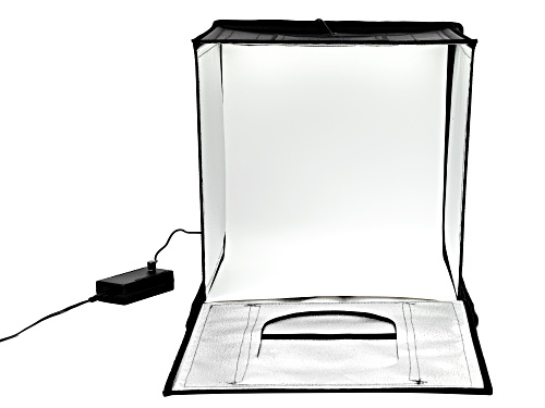Portable Photography Studio Tent with LED Lights, 4 Backdrops, and Power Adapter with Storage Case