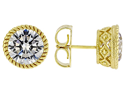 Judith Ripka 11.30ctw Emerald Simulant & Bella Luce® 14k Gold Clad Classic Earring & Jacket Set