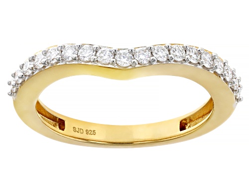 MOISSANITE FIRE® 1.52CTW DEW ROUND BRILLIANT 14K YELLOW GOLD OVER SILVER RING AND BAND - Size 10