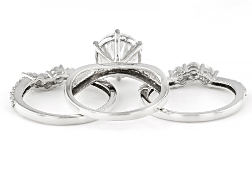 MOISSANITE FIRE® 4.80CTW DEW ROUND BRILLIANT PLATINEVE® RING WITH TWO BANDS - Size 5
