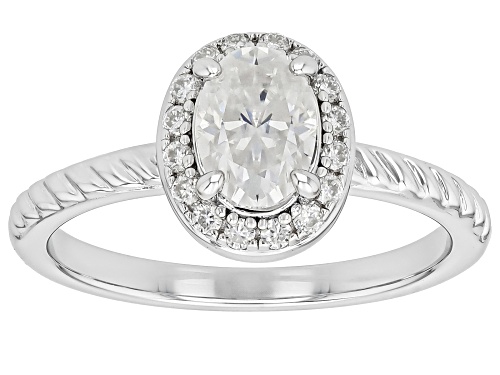 MOISSANITE FIRE® 1.44CTW DEW OVAL AND ROUND BRILLIANT PLATINEVE® RING WITH GUARD - Size 8