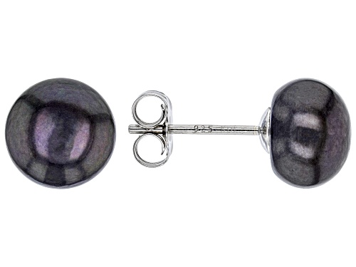 9-10mm Multi-Color Cultured Freshwater Pearl Rhodium Over Sterling Silver Stud Earrings Set of 5