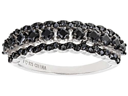 1.95ctw Round Black Spinel Rhodium Over Sterling Silver Set of 2 Rings - Size 7