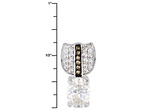 1.53ctw Strontium Titanate with .19ctw Champagne Diamond & Zircon Silver Pendant
