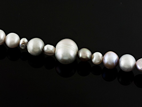 6-7mm Multi-Color Cultured Freshwater Pearl Rhodium Over Silver (4) Necklace, Bracelet, Earring Sets