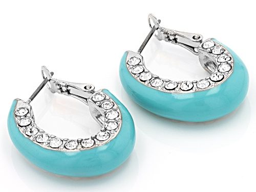 Off Park® Collection, Crystal & Multi-Color Enamel Silver Tone Set of 5 Hoop Earrings