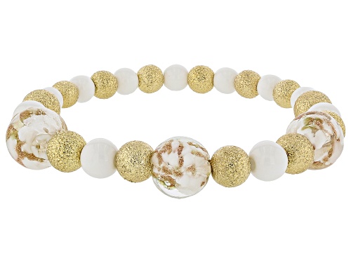 Off Park® Collection, Multi-Color Murano Inspired Glass Gold Tone Set of 5 Stretch Bracelets