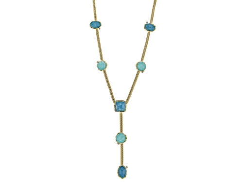 Off Park® Collection, Waterfall Color Acrylic, White Crystal Gold Tone Necklace & Earring Set