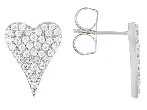Pre-Owned Bella Luce® 1.95ctw White Diamond Simulant Rhodium Over Brass Heart Ring, Stud, and Neckla