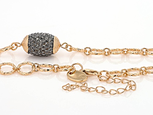 Pre-Owned Off Park® Collection, Hematine Color Crystal Gold Tone Station Necklace & Bracelet Set