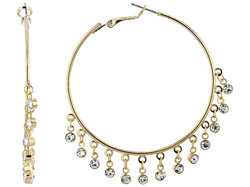 Pre-Owned Off Park® Collection Blue, White, Green &; Pink Crystal Gold Tone Hoop Earrings Set of 4