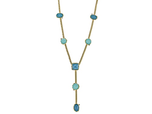 Pre-Owned Off Park® Collection, Waterfall Color Acrylic, White Crystal Gold Tone Necklace & Earring