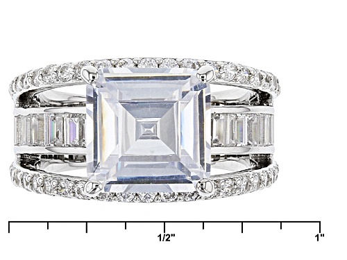 Pre-Owned Charles Winston For Bella Luce® 10.81ctw Diamond Simulant Rhodium Over Sterling Ring (7.71 - Size 12