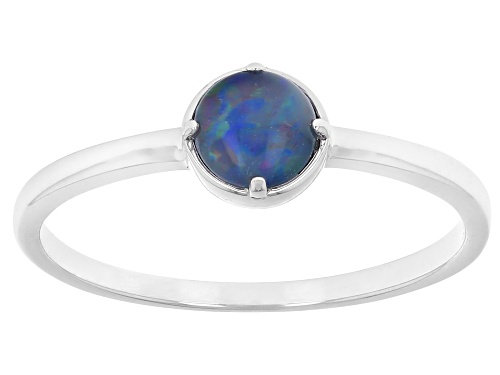Australian Opal Triplet Rhodium Over Sterling Silver Set of 3 Rings - Size 6