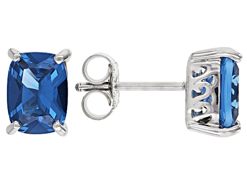 38.00ctw Lab Created Blue Spinel Rhodium Over Silver Pendant With Chain, Earrings,Ring Box Set