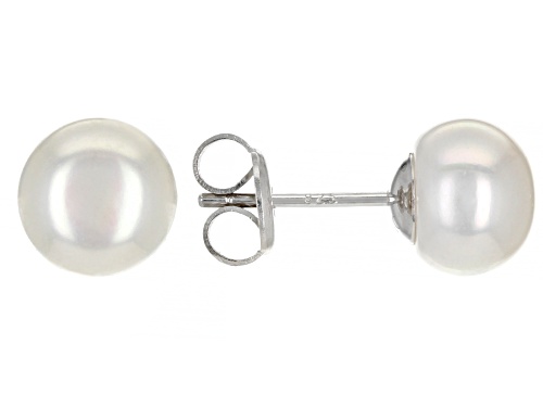 8-9mm White Cultured Freshwater Pearl Rhodium Over Silver Necklace, Bracelet, and Earring Set