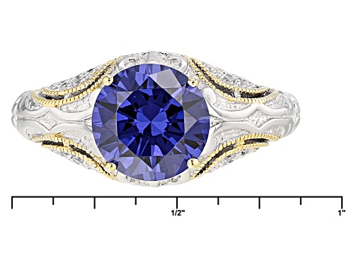 Vanna K™ For Bella Luce®4.45ctw Tanzanite & Diamond Simulants Platineve(R) & Eterno™ Yellow Ring - Size 8