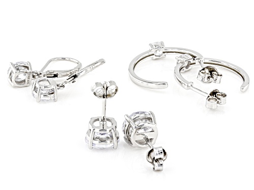 Bella Luce® 10.50ctw White Diamond Simulant Rhodium Over Sterling Silver Earring Set (6.36ctw DEW)