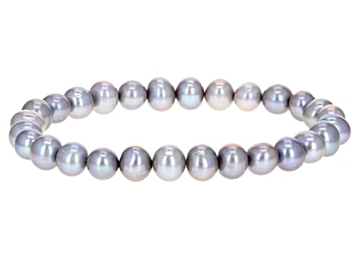 7-8mm Multi-color Cultured Freshwater Pearl Stretch Bracelet & Rhodium Over Silver Earrings Set of 3