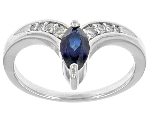 .48ct Lab Emerald, .55ct Lab ruby, .84ctw Lab Blue & Lab White Sapphire Rhodium Over Silver Ring Set - Size 7