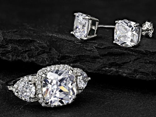Bella Luce ® 10.11ctw Rhodium Over Sterling Silver Ring And Earring Set (6.35 DEW)