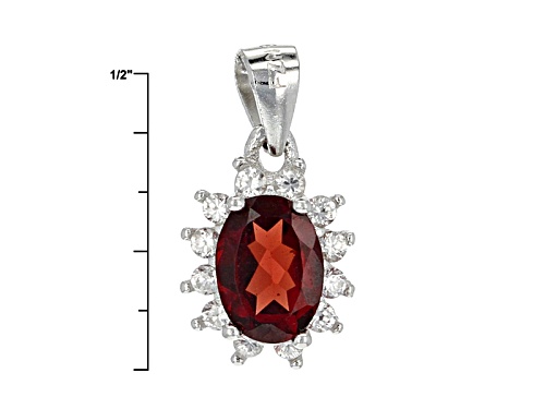 4.00ctw Oval Red Garnet And1.41ctw Round White Zircon Silver Ring, Earrings And Pendant W/Chain Set