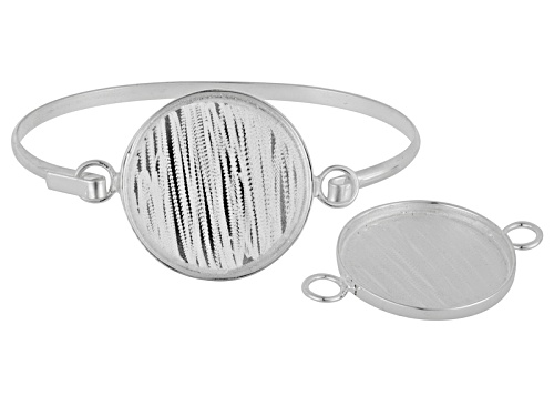 Silver Tone Bracelet With Interchangeable Bezels Kit