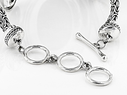 30x22mm & 25x18mm Oval Chrysocolla Sterling Silver Bracelet - Size 7.25