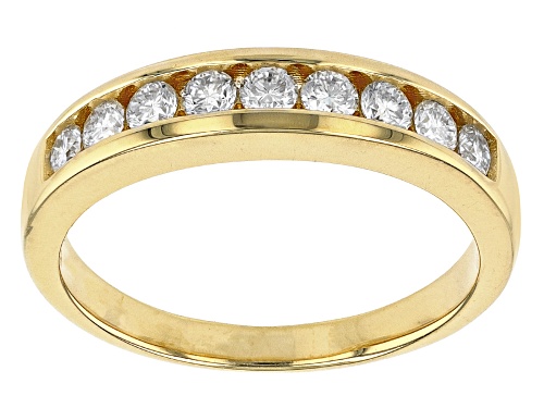 MOISSANITE FIRE(R) 2.38CTW DEW ROUND 14K YELLOW GOLD OVER SILVER RING WITH BAND - Size 6