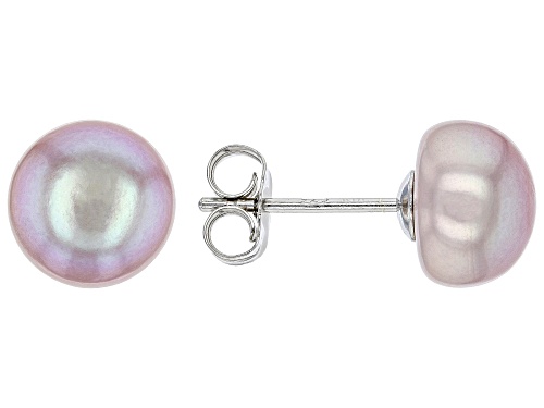 9-10mm Multi-Color Cultured Freshwater Pearl Rhodium Over Sterling Silver Stud Earrings Set of 5