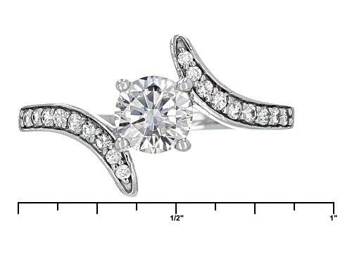 Moissanite Fire® 1.58ctw Diamond Equivalent Weight Round Platineve™ Ring With Bands - Size 8