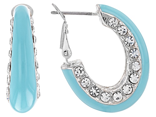 Off Park® Collection, Crystal & Multi-Color Enamel Silver Tone Set of 5 Hoop Earrings