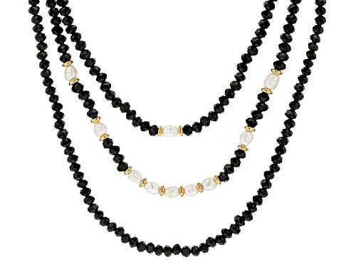 Paula Deen Jewelry™ Glass Bead & Pearl Simulant Multi-Strand Gold Tone Necklace & Bracelet Set